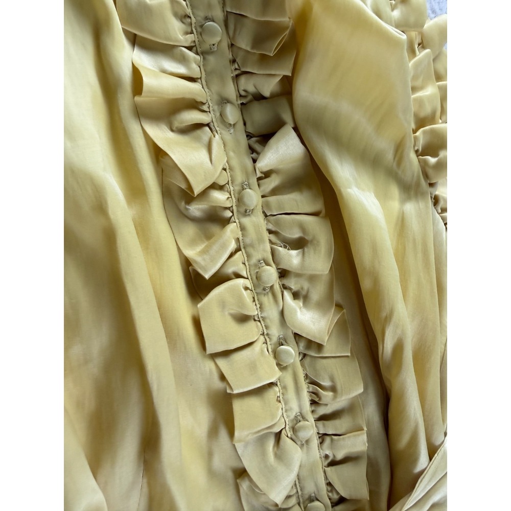 Lucy Paris A-Line Dress S Yellow Ruffled Knee Length Flutter Sleeve Waist Belt - Picture 8 of 16